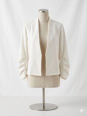 Cream Open-Front Women's Blazer Jacket